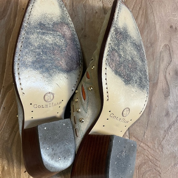 Cole Haan Tan and Orange Studded Mules - Picture 6 of 7